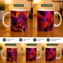 Egzotik Orkide Desenli Porselen Kupa Bardak - 300 ml
