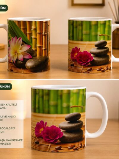 Zen Temalı Dekoratif Porselen Kupa - 300ml
