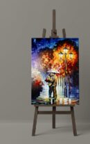 Sonbahar Yağmurunda Aşk - 50x70 cm Kanvas Baskı Tablo