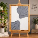 Modern Soyut Kabartma Dokulu Tablo - Ahşap Çerçeveli Minimalist Duvar Dekoru (50x70 cm) çerçeveli (54x74)