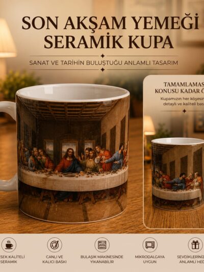 Son Akşam Yemeği Tasarımlı Porselen Kupa – 300 ml